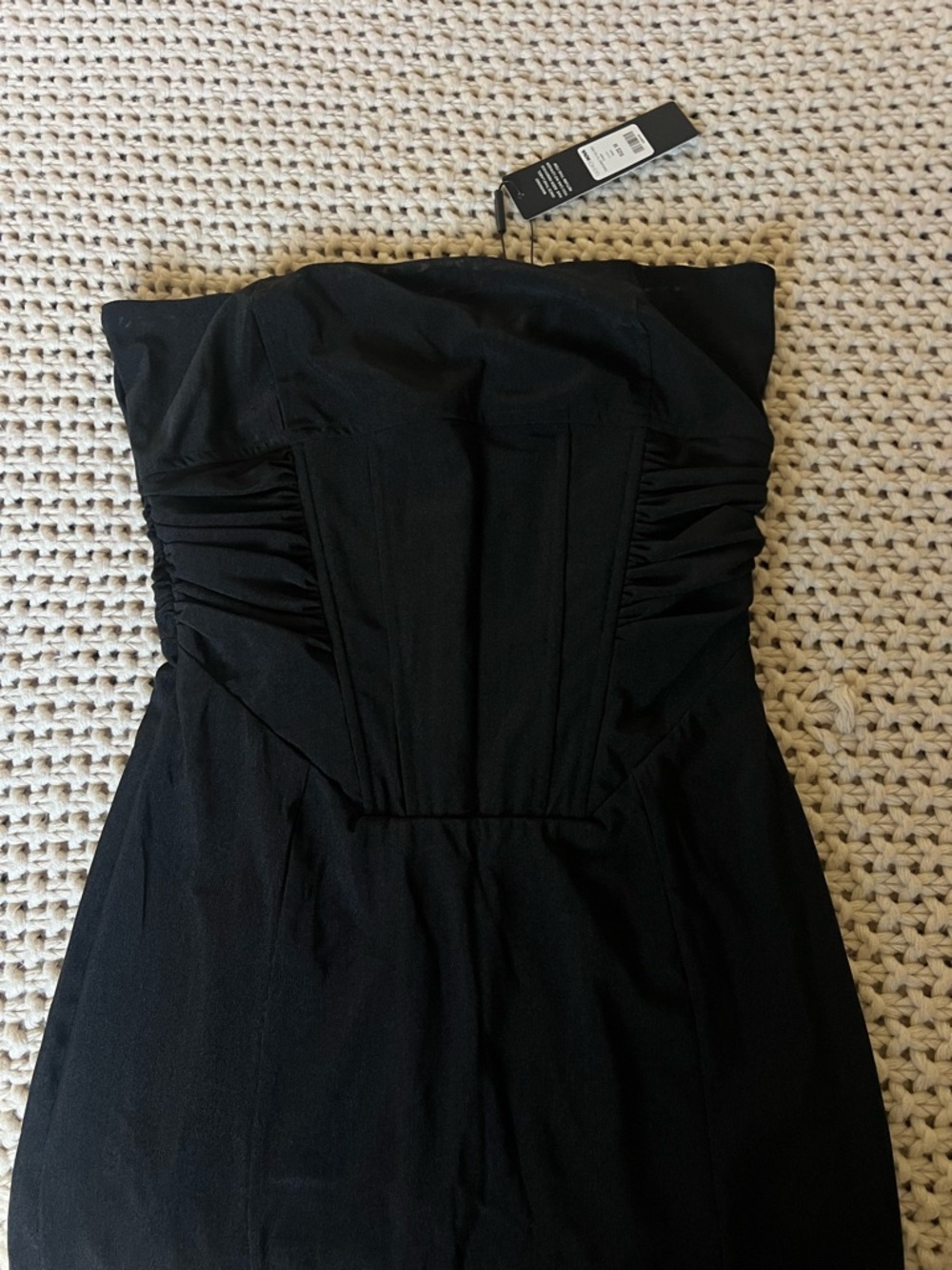 Fashion Nova Black Strapless Feather-Hem Midi Dress - Picture 7 of 9